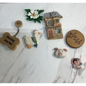 Lot Of 7 Refrigerator Magnet Animals Floral Vintage *H